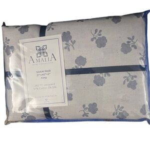 AMALIA HOME COLLECTION LILI FLORAL SILK BLEND‎ JACQUARD SHAM PAIR KING SIZE